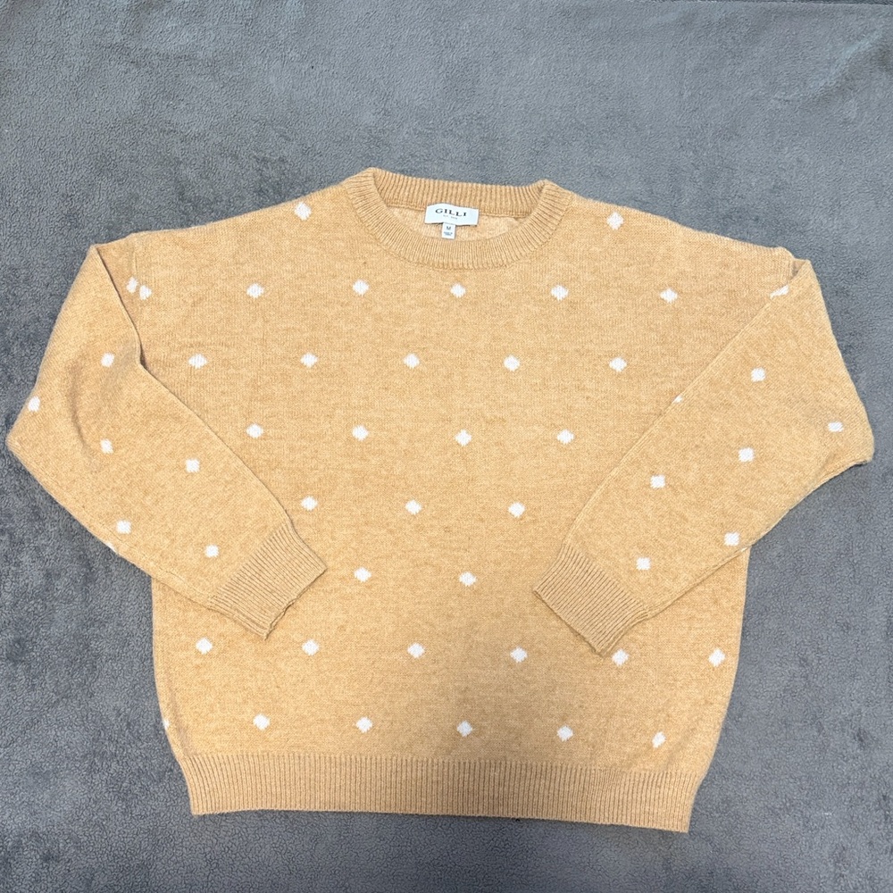 Gilli Tan Sweater with White Dots